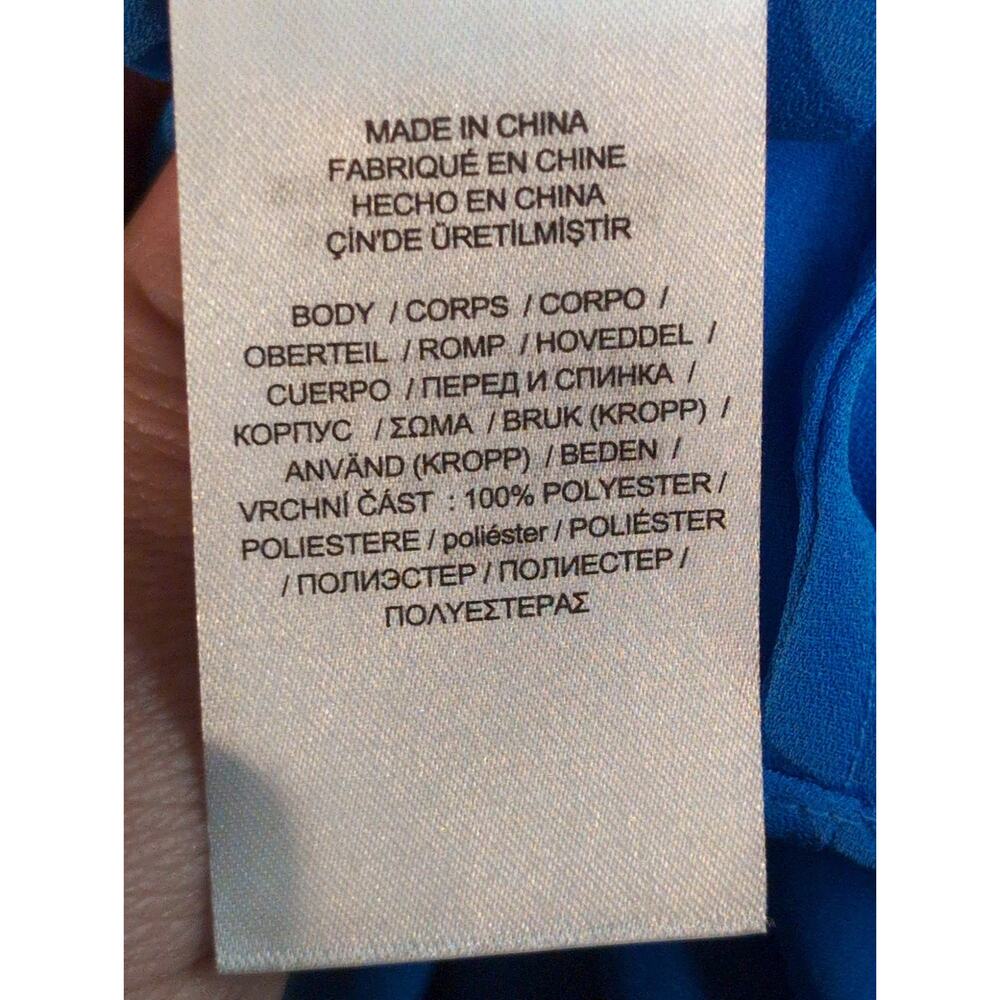 Lauren Ralph Lauren Pleated Blouse XL Blue Long Sleeve Tunic - Picture 5 of 7